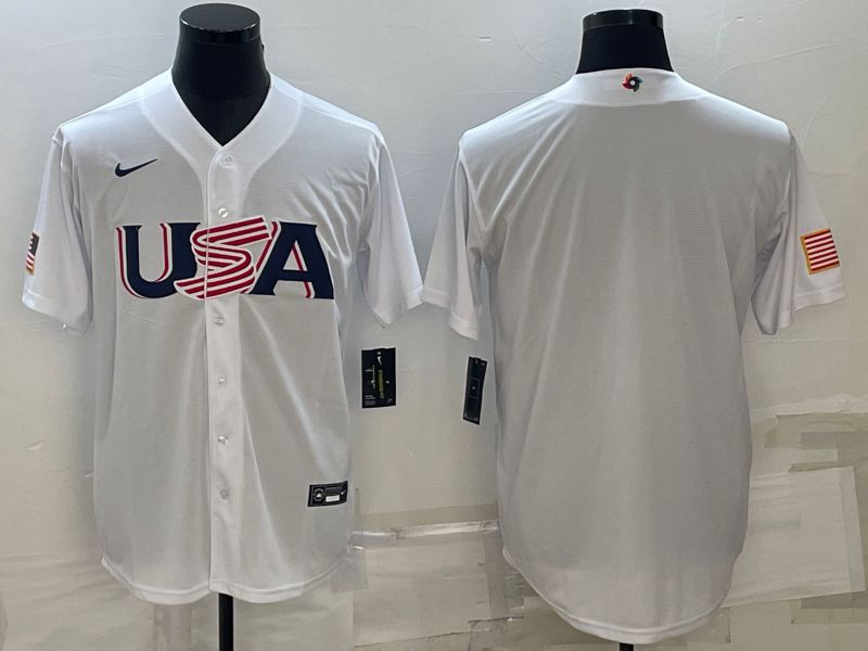 Men 2023 World Cub USA Blank White Nike MLB Jersey7->women mlb jersey->Women Jersey